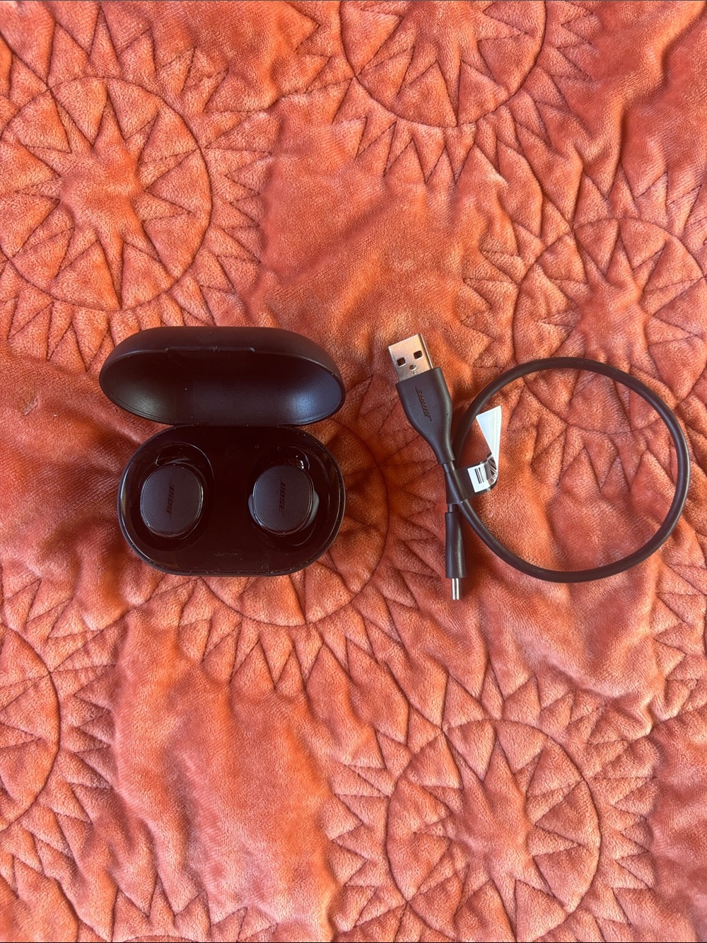 Bose Quietcomfort Earbuds in Black with Charging Case and USB Cable